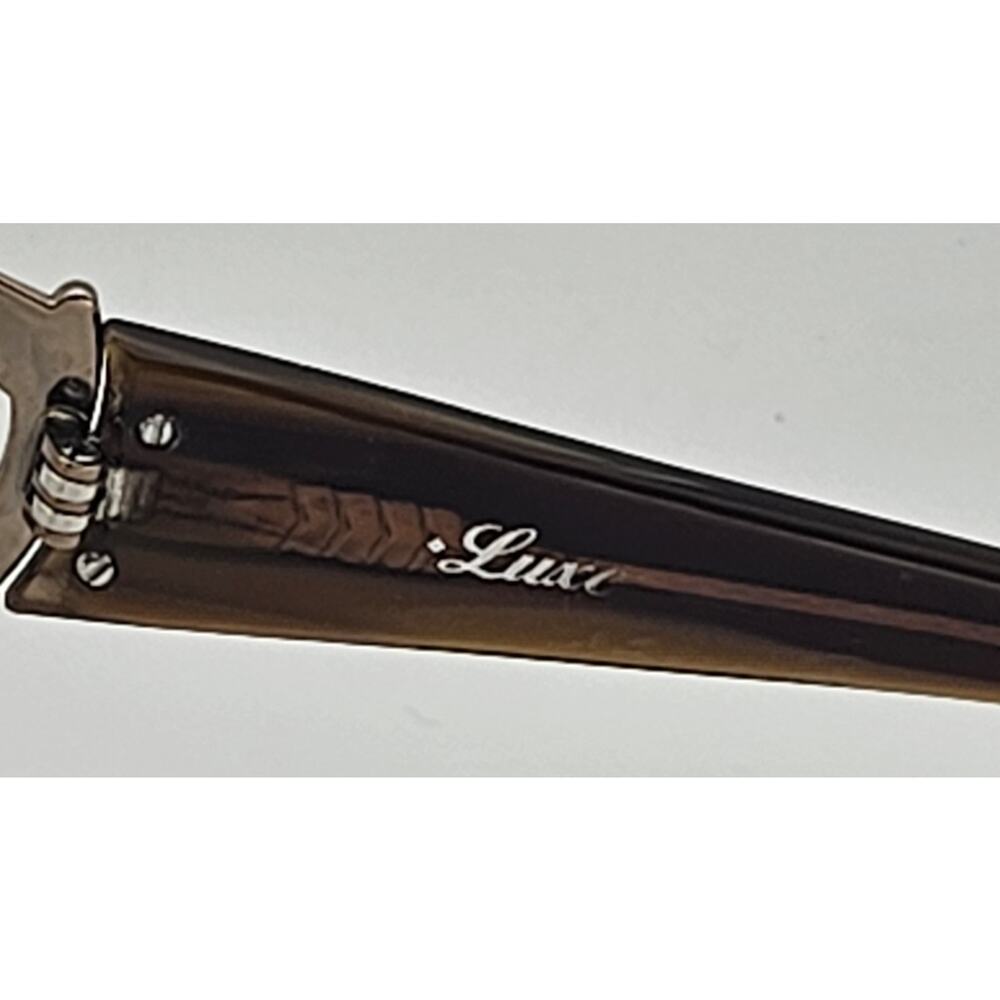 Luxe Eyeglass Frames Brown Gold Crystal Accent Hinges 53-17-135 Full Rim K8 - Picture 9 of 14